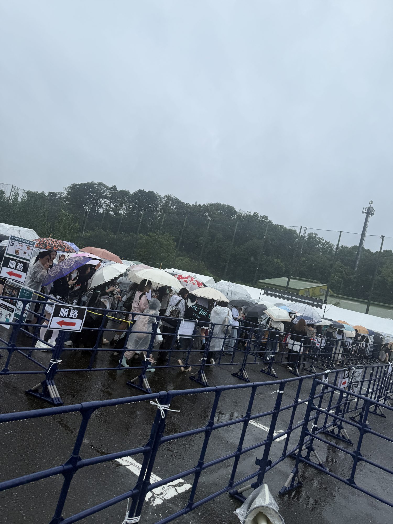 &TEAM at Belluna Dome — fans queueing in the rain
