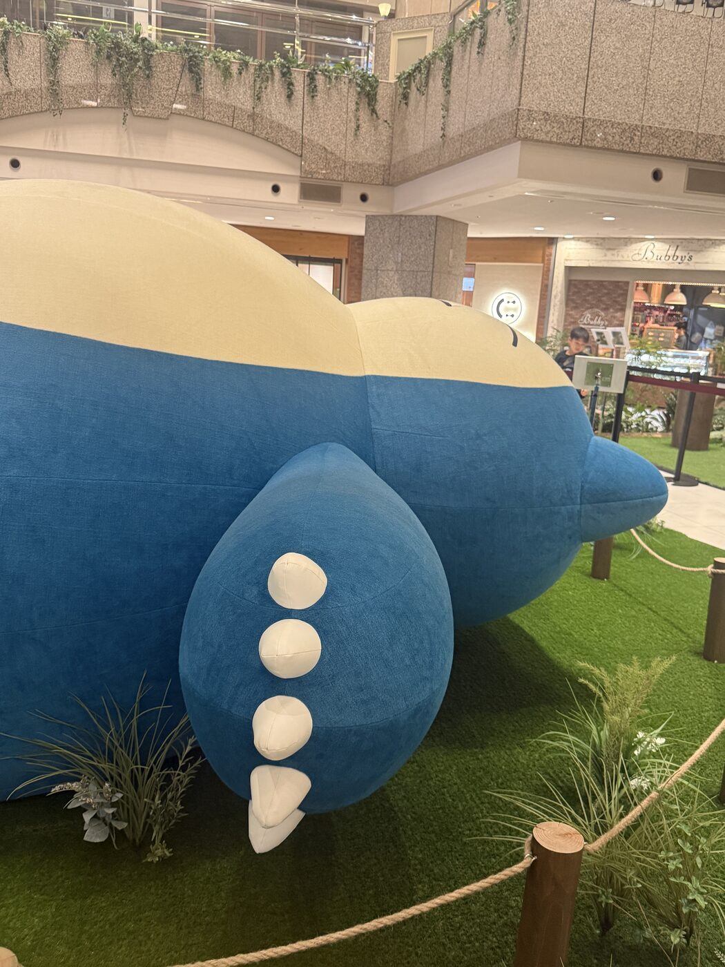 Close-up of the Snorlax's fabric belly and pale claws